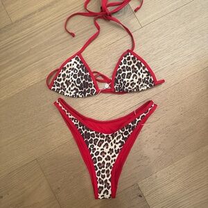 frankies bikinis red and cheetah set
